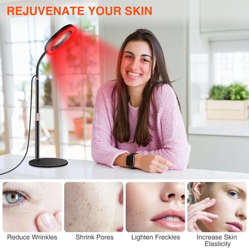 Aumtrly Red Light Therapy for Face and Body Use, Full 660nm Red Light Therapy Lamp with Base, Upgrated Halo Red Light Therapy Device with 30 Minutes Timer, 4 Levels of Dimming in Saudi Arabia