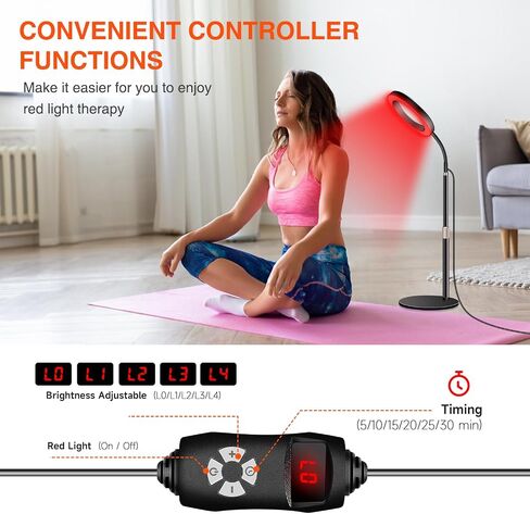 Aumtrly Red Light Therapy for Face and Body Use, Full 660nm Red Light Therapy Lamp with Base, Upgrated Halo Red Light Therapy Device with 30 Minutes Timer, 4 Levels of Dimming in Saudi Arabia