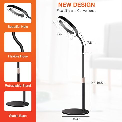Aumtrly Red Light Therapy for Face and Body Use, Full 660nm Red Light Therapy Lamp with Base, Upgrated Halo Red Light Therapy Device with 30 Minutes Timer, 4 Levels of Dimming in Saudi Arabia