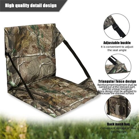 TEQIN Portable Stadium Seat Cushion, Folding Garden Camping Chair, Indoor & Outdoor Folding Chair Cushion, Bleacher Cushion with Backrest for Sports Events, Hiking, Fishing Camouflage in Saudi Arabia