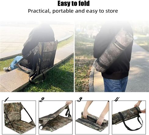 TEQIN Portable Stadium Seat Cushion, Folding Garden Camping Chair, Indoor & Outdoor Folding Chair Cushion, Bleacher Cushion with Backrest for Sports Events, Hiking, Fishing Camouflage in Saudi Arabia