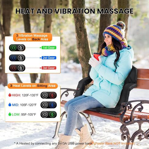مقاعد ملعب تدليك ساخنة مقاس 25 بوصة من CozyGoo للمدرجات مع دعم للظهر، مقعد استاد قابل للطي مع 3 مستويات للتدليك الخلفي للتدفئة، 6 أوضاع للاستلقاء، 5 جيوب، للأحداث الرياضية الخارجية، قطعتان in Kuwait