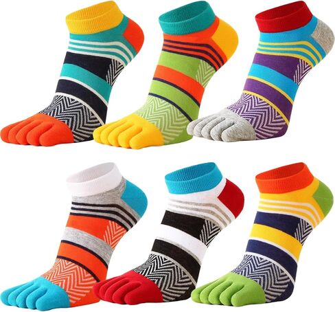 جوارب CICIFAUS لأصابع القدم للرجال والنساء، جوارب رياضية للجري بخمسة أصابع للكاحل/ربع جوارب قابلة للتنفس خفيفة الوزن، 6 أزواج in Kuwait