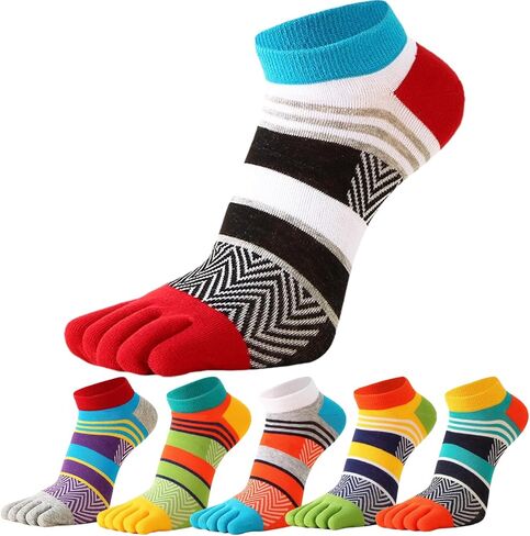 جوارب CICIFAUS لأصابع القدم للرجال والنساء، جوارب رياضية للجري بخمسة أصابع للكاحل/ربع جوارب قابلة للتنفس خفيفة الوزن، 6 أزواج in Kuwait