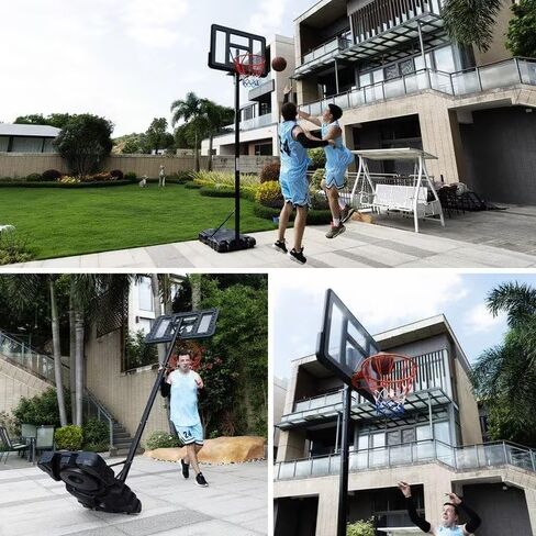 Tymyp Basketball Goal, 4.9-10ft Basketball Portable Hoops & Goals, 44IN Basketball Platform Arrangement with Shatterproof Posterior, Rolling Base for Adults and Teenagers in Saudi Arabia