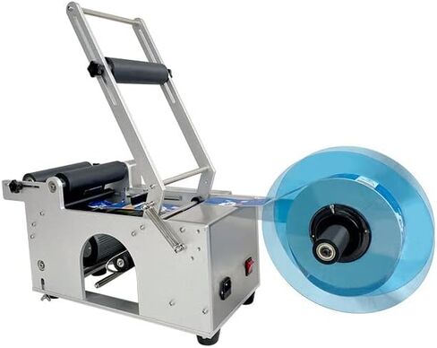 longxuanyinHanchen Semi-Automatic Round Bottle Labeling Machine, Adjustable Labeler Label Applicator Machine for φ0.6-4.7" Cylinder 20-40pcs/min in Saudi Arabia