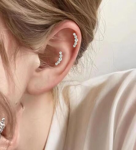 Titanium Labret Studs, 16G Lip Studs, Conch Piercing Jewelry，Internally Threaded Curved Cartilage Earring，Helix Earrings in Saudi Arabia
