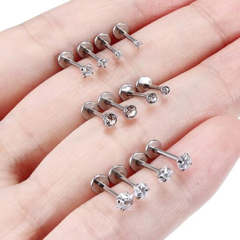 Xwnskvvz 20G 18G Threadless Push in Nose Rings Studs Surgical Steel Pushin Nose Stud 1.5mm 2mm 2.5mm 3mm Round/Star/Heart Crystal Nose Piercing Jewelry for Women Men in Saudi Arabia