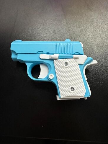 Fidget Gun Toy, 3D Printed Mini Toy, Stress Shot, Gravity Fidget Toy, Gun Fidget Toy, Fidget Toys Adults & Kids, Blue in Saudi Arabia