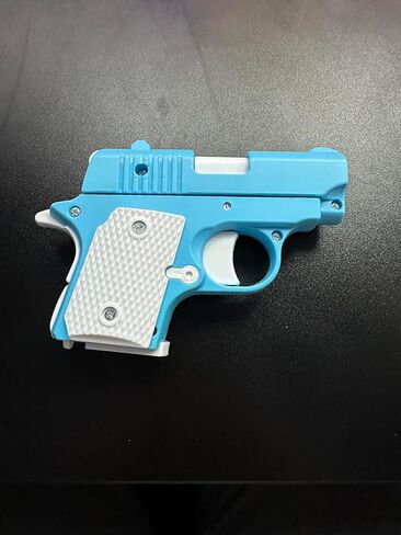 Fidget Gun Toy, 3D Printed Mini Toy, Stress Shot, Gravity Fidget Toy, Gun Fidget Toy, Fidget Toys Adults & Kids, Blue in Saudi Arabia