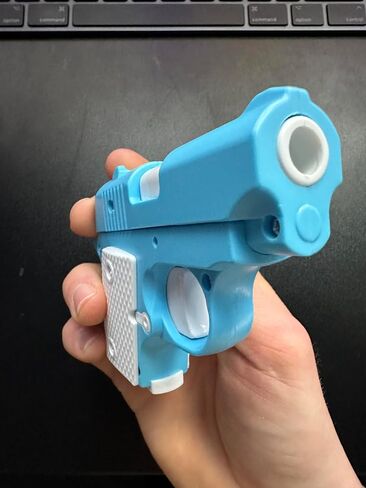 Fidget Gun Toy, 3D Printed Mini Toy, Stress Shot, Gravity Fidget Toy, Gun Fidget Toy, Fidget Toys Adults & Kids, Blue in Saudi Arabia