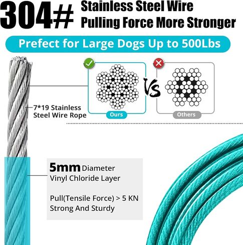 jenico Dog Tie Out Cable: 10 ft Dog Lead for Yard - Heavy Duty Chain Leash Outside for Small Large Dogs Up to 500 lbs - Outdoor Dog Runner Tether in Kuwait