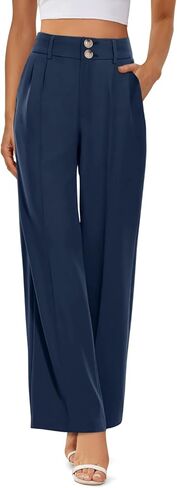 Onlypuff سروال عالي الخصر باللون الأزرق والرمادي يناسب النساء بنطلون أنيق واسع الساق مقاس XL in Kuwait