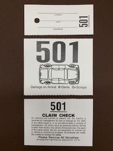 3 Part Valet Parking Tickets, (2,000 Tickets) Valet Tags, 110lb Card Stock White, Car Diagram on Front … in Saudi Arabia