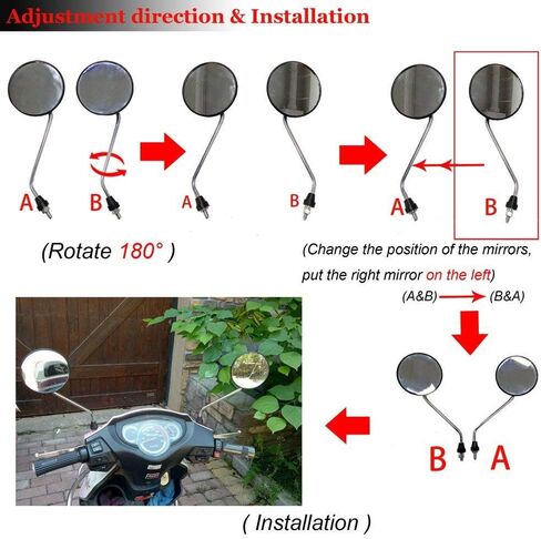 GOOFIT 8mm Black Round Rearview Mirror for 50cc 70cc 90cc 110cc 125cc 150cc 200cc 250cc ATV Quad Scooter Motorcycle Pit Dirt Bike Moped in Saudi Arabia