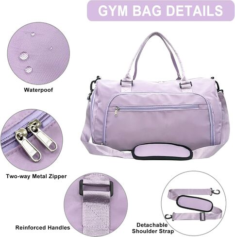 woogwin Gym Bag for Women & Men with Shoes Compartment & Wet Pocket Sports Travel Duffle Bags Workout Bag(M,Black) in Kuwait