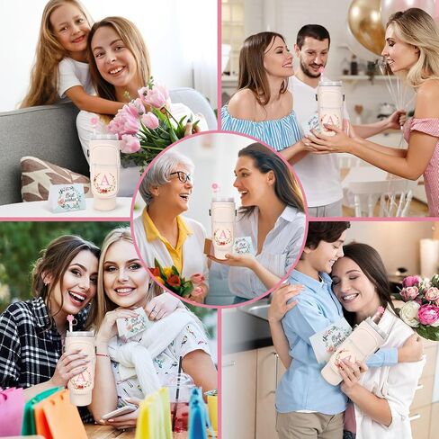 Water Bottle Carrier Bag for Stanley Cup 40 oz Tumbler with Handle, Straw Cover and Letter Charms for Stanley Cup Accessories, Personlized Initial A-Z, Best Gifts for Women Mom Sister Wife Daughter in Saudi Arabia