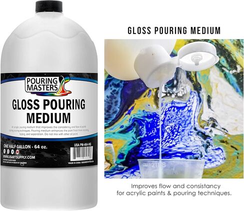 U.S. Art Supply Professional Gloss Pouring Effects Medium, 32 oz. (Quart) Bottle - Improves Flow Consistency, Artist Techniques to Create Cell Effects, Mix with Art Acrylic Paint, Adjusts Viscosity in Saudi Arabia
