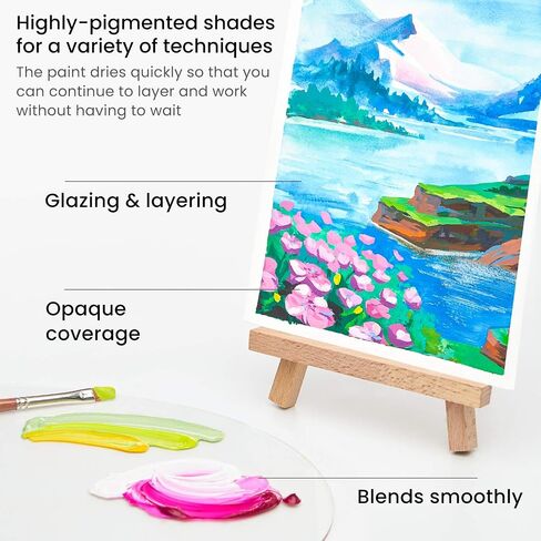 ARTEZA Gouache Paint Set, 60 Color 0.4 fl oz Tubes and 12 Color Pastel Tones 0.4 fl oz Tubes, Opaque Water-Based Paint for Canvas and Paper in Saudi Arabia