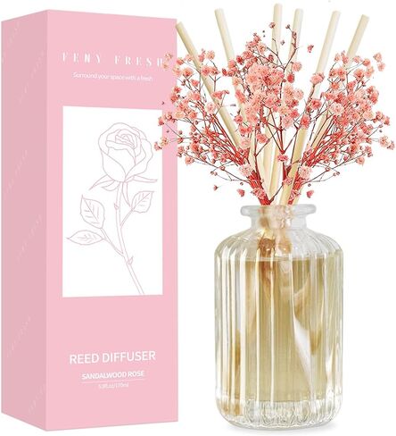 Premium Reed Diffuser Set with Preserved Real Flower&Reed Diffuser Sticks,5.9oz,Cashmere Vanilla Scent Fragrance Essential Oil Scented Diffuser for Bedroom Bathroom Home Decor&Office Décor in Saudi Arabia