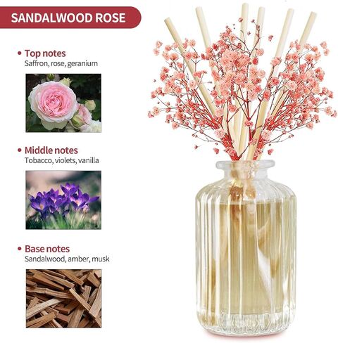 Premium Reed Diffuser Set with Preserved Real Flower&Reed Diffuser Sticks,5.9oz,Cashmere Vanilla Scent Fragrance Essential Oil Scented Diffuser for Bedroom Bathroom Home Decor&Office Décor in Saudi Arabia