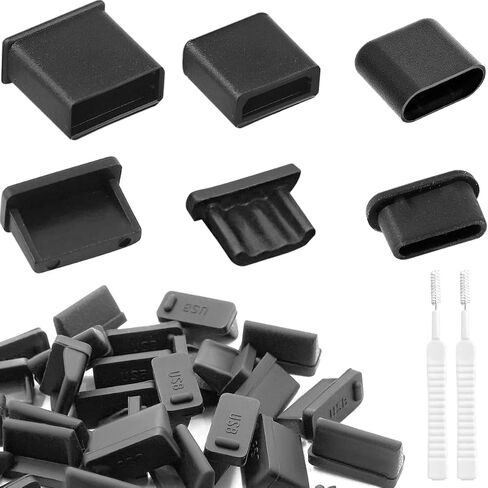 DKARDU USB غطاء منفذ غطاء سيليكون مضاد للغبار، USB C Micro USB نوع A غطاء توصيل لنهاية الإناث، للهاتف المحمول، الكمبيوتر اللوحي، هيكل الكمبيوتر، 60 جهاز كمبيوتر شخصي in Saudi Arabia