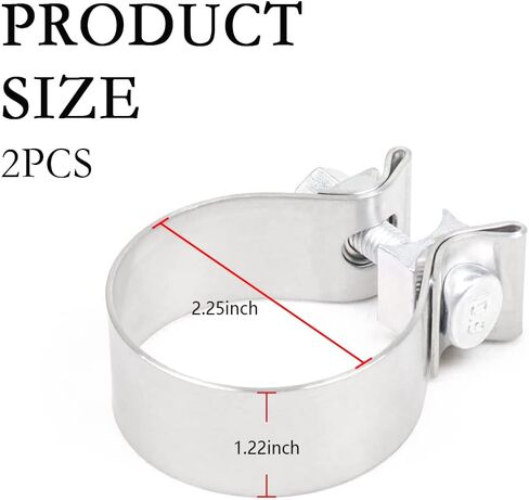 2PCS Exhaust Clamps Band Clamp,Connect Exhaust System Components Narrow Band Muffler Clamp for Exhaust Pipe,Muffler,Elbow,Exhaust Tubing (2.25inch/2pcs) in Saudi Arabia