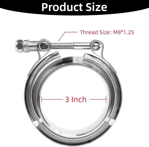 مشبك شريط على شكل حرف V من PALOZO مقاس 3 بوصات مع شفة ذكر أنثى 304 من الفولاذ المقاوم للصدأ، عبوة من قطعتين in Kuwait