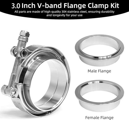 مشبك شريط على شكل حرف V من PALOZO مقاس 3 بوصات مع شفة ذكر أنثى 304 من الفولاذ المقاوم للصدأ، عبوة من قطعتين in Kuwait