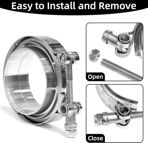 مشبك شريط على شكل حرف V من PALOZO مقاس 3 بوصات مع شفة ذكر أنثى 304 من الفولاذ المقاوم للصدأ، عبوة من قطعتين in Kuwait