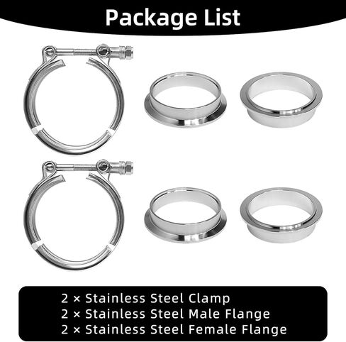 مشبك شريط على شكل حرف V من PALOZO مقاس 3 بوصات مع شفة ذكر أنثى 304 من الفولاذ المقاوم للصدأ، عبوة من قطعتين in Kuwait