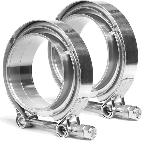 مشبك شريط على شكل حرف V من PALOZO مقاس 3 بوصات مع شفة ذكر أنثى 304 من الفولاذ المقاوم للصدأ، عبوة من قطعتين in Kuwait