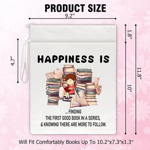 QYUVK Happiness is Finding The First Good Book White Washable Fabric Book Sleeve, Fun Book Cover Protector Gift for Book Lover, Book Reader Gift, Bookish Gift, Book Club Gift, Bookworm Librarian Gift in Saudi Arabia