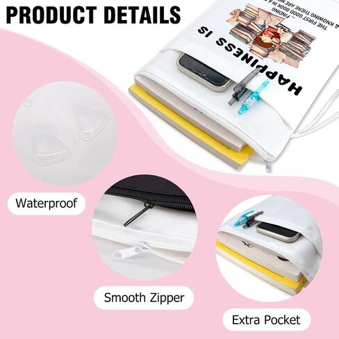QYUVK Happiness is Finding The First Good Book White Washable Fabric Book Sleeve, Fun Book Cover Protector Gift for Book Lover, Book Reader Gift, Bookish Gift, Book Club Gift, Bookworm Librarian Gift in Saudi Arabia