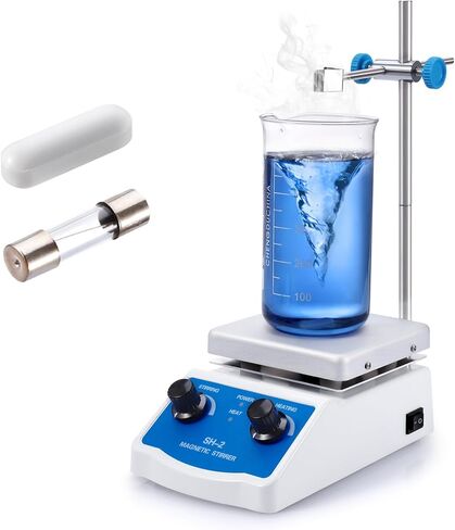 خلاط صفيحة تسخين مغناطيسية من eLabPal، محرك صفيحة تسخين مغناطيسية بسعة 2000 مل، لوح تسخين 270 درجة مئوية/520 درجة فهرنهايت و100-1500 دورة في الدقيقة مع شريط تحريك وصمام in Kuwait