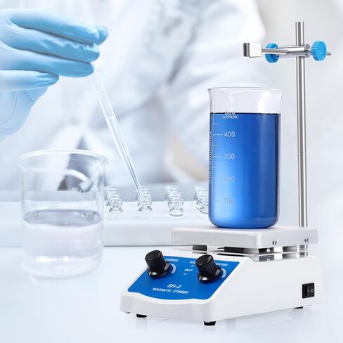 خلاط صفيحة تسخين مغناطيسية من eLabPal، محرك صفيحة تسخين مغناطيسية بسعة 2000 مل، لوح تسخين 270 درجة مئوية/520 درجة فهرنهايت و100-1500 دورة في الدقيقة مع شريط تحريك وصمام in Kuwait