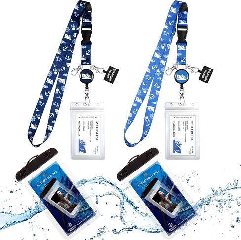2PK جراب هاتف مقاوم للماء جراب هاتف جاف لهاتف iPhone 13 12 11 Pro Max XS Max Samsung Galaxy s10 Google حتى 7.0 بوصة. حبل قابل للتعديل ومشبك حامل بطاقة الهوية مقاوم للماء. رموز الرحلات البحرية in Kuwait
