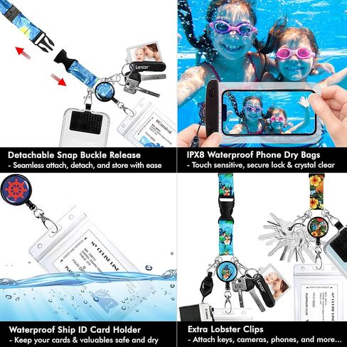 2PK جراب هاتف مقاوم للماء جراب هاتف جاف لهاتف iPhone 13 12 11 Pro Max XS Max Samsung Galaxy s10 Google حتى 7.0 بوصة. حبل قابل للتعديل ومشبك حامل بطاقة الهوية مقاوم للماء. رموز الرحلات البحرية in Kuwait