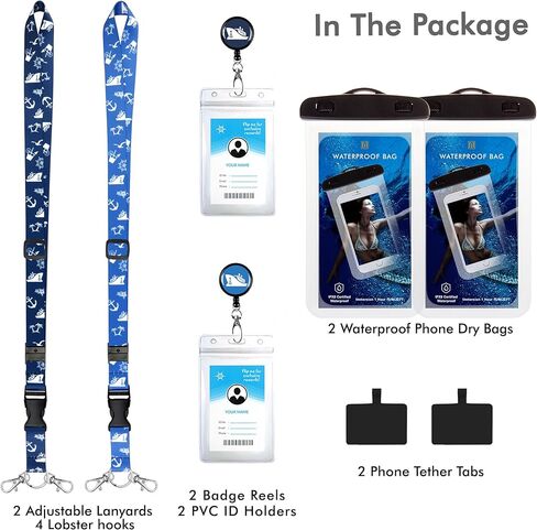 2PK جراب هاتف مقاوم للماء جراب هاتف جاف لهاتف iPhone 13 12 11 Pro Max XS Max Samsung Galaxy s10 Google حتى 7.0 بوصة. حبل قابل للتعديل ومشبك حامل بطاقة الهوية مقاوم للماء. رموز الرحلات البحرية in Kuwait