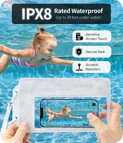 GOOSPERY Universal Zipper Type Waterproof Phone Pouch Case for Outdoor Water Activity Compatible with iPhone 14 13 12 11 Pro Max Mini Xs XR X SE, Galaxy S23 S22 S21 S20 S10 Note20 up to 6.8" - White in Saudi Arabia
