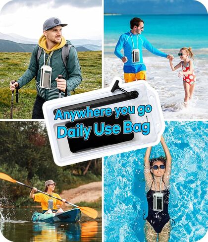 GOOSPERY Universal Zipper Type Waterproof Phone Pouch Case for Outdoor Water Activity Compatible with iPhone 14 13 12 11 Pro Max Mini Xs XR X SE, Galaxy S23 S22 S21 S20 S10 Note20 up to 6.8" - White in Saudi Arabia