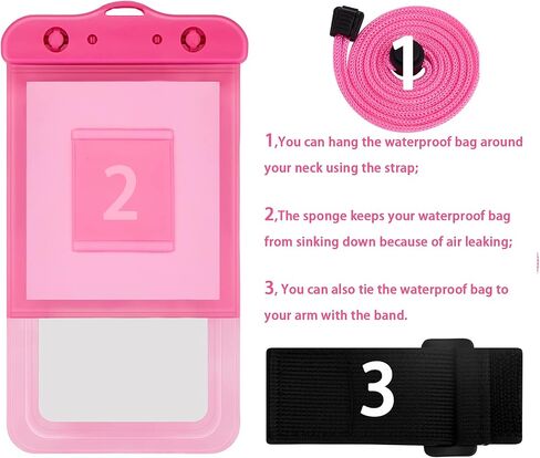 3 Pack Waterproof Float Phone Pouch with Neck Trap and Armband, Waterproof Phone case, Dry Bag Outdoor Beach Bag for iPhone, Samsung Galaxy, and Other Phones Up to 6.9'' (Black+Blue+Pink) in Saudi Arabia