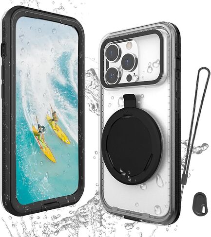 cugahe Self-Check Waterproof Phone Case Compatible for iPhone 13 Pro, Underwater Touchscreen Waterproof Phone Pouch Diving Phone Case with Lanyard for Snorkeling Beach Shower Black in Saudi Arabia