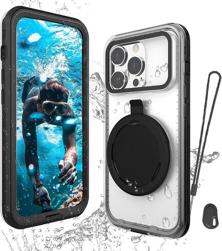 cugahe Self-Check Waterproof Phone Case Compatible for iPhone 13 Pro, Underwater Touchscreen Waterproof Phone Pouch Diving Phone Case with Lanyard for Snorkeling Beach Shower Black in Saudi Arabia