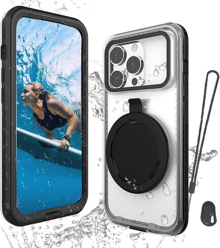 cugahe Self-Check Waterproof Phone Case Compatible for iPhone 13 Pro, Underwater Touchscreen Waterproof Phone Pouch Diving Phone Case with Lanyard for Snorkeling Beach Shower Black in Saudi Arabia