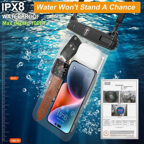 Takfox Extra Large Waterproof Phone Pouch Bag Case for Samsung Galaxy S24 Ultra S23 Plus S22 Note 20 A03S A15 A14 A13 iPhone 15 14 Pro Max, [Up to 10"] [2-Pack] IPX8 Vacation Cellphone Dry Bag-Black in Saudi Arabia