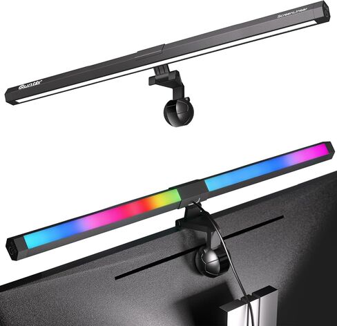 إضاءة خلفية من Quntis Monitor Light RGB، مصباح مكتبي للألعاب مزود بإضاءة مزدوجة للعناية بالعين، 15 وضعًا للإضاءة الخلفية الخافتة، سطوع قابل للتعديل لدرجات حرارة 3 ألوان، شريط إضاءة للشاشة Ra95 in Saudi Arabia
