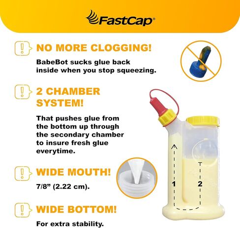 زجاجة صمغ FastCap سعة 16 أونصة، مع نظام مانع للتنقيط مكون من حجرتين. تأتي كل زجاجة مع نصيحتين قابلتين للاستبدال. in Kuwait