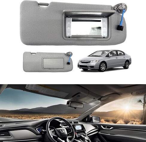 Zoewalk 83280-TLA-A01ZB مجموعة حاجب الشمس باللون الرمادي الفاتح مع ضوء مرآة متوافق مع Honda CR-V CRV 2017 2018 2019 2020 2021 2022 83280TLAA01ZB in Saudi Arabia