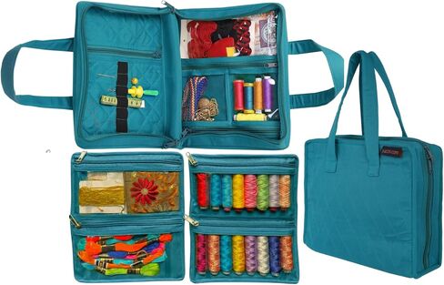 Yazzii Sewing Notions Tote Bag- Portable Sewing Accessories Organizer w Detached Sleeves- Aqua in Saudi Arabia